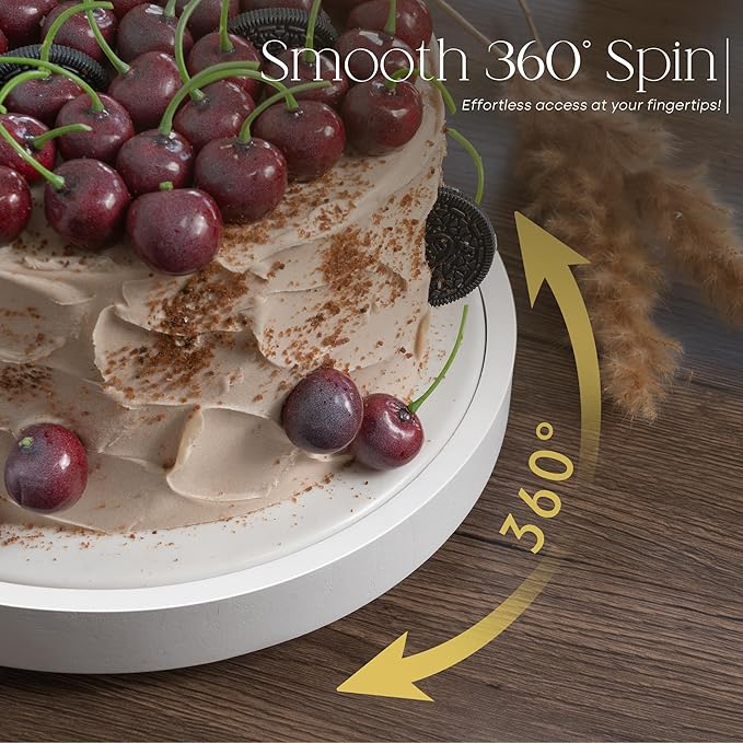 EOSAHR Non-Skid Wood Lazy Susan Organizer Turntable for Home Decor – Stylish 10.5" Lazy Susan Turntable for Cabinet, Pantry & Coffee Table - Great for Bathroom Organizers and Storage (White)