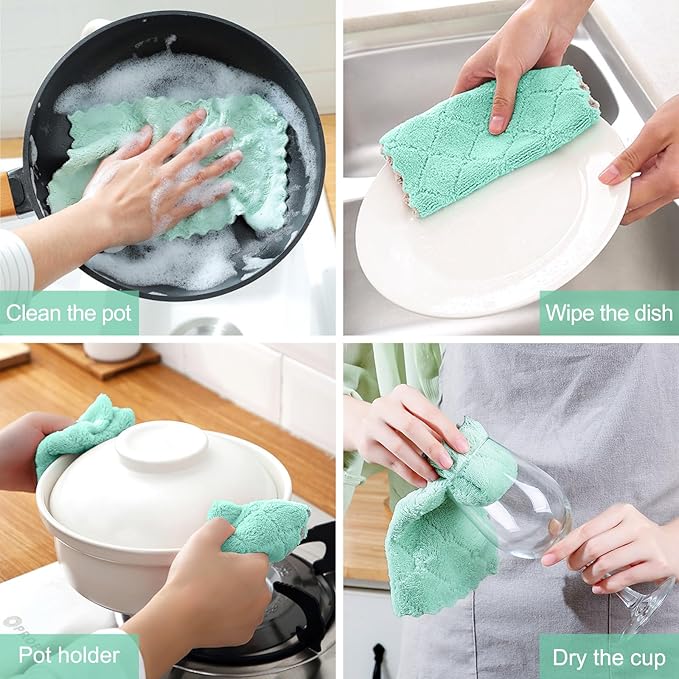 24 Pack Kitchen Cloth Dish Towels, No Shedding Soft Premium Dishcloths, Absorbent Microfiber Cleaning Cloth for Cleaning Dishes, Kitchen, Bathroom, Car