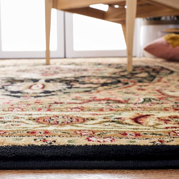 SAFAVIEH Lyndhurst Collection Area Rug - 9' x 12', Black & Beige, Traditional Oriental Design, Non-Shedding & Easy Care, Ideal for High Traffic Areas in Living Room, Bedroom (LNH330Z)