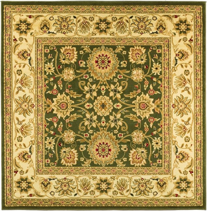 SAFAVIEH Lyndhurst Collection Area Rug - 5'3" Square, Sage & Ivory, Traditional Oriental Design, Non-Shedding & Easy Care, Ideal for High Traffic Areas in Living Room, Bedroom (LNH212C)