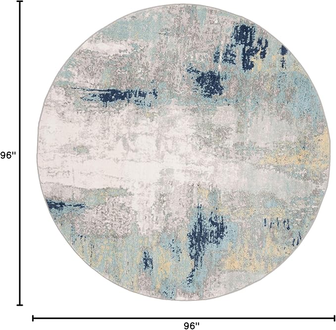 SAFAVIEH Jasper Collection 8' Round Grey/Gold JSP101A Modern Abstract Non-Shedding Living Room Bedroom Area Rug