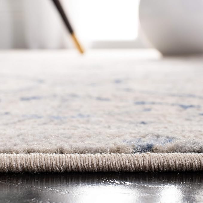 SAFAVIEH Brentwood Collection Runner Rug - 2' x 6', Light Grey & Blue, Floral Damask Ogee Trellis Design, Non-Shedding & Easy Care, Ideal for High Traffic Areas in Living Room, Bedroom (BNT860G)