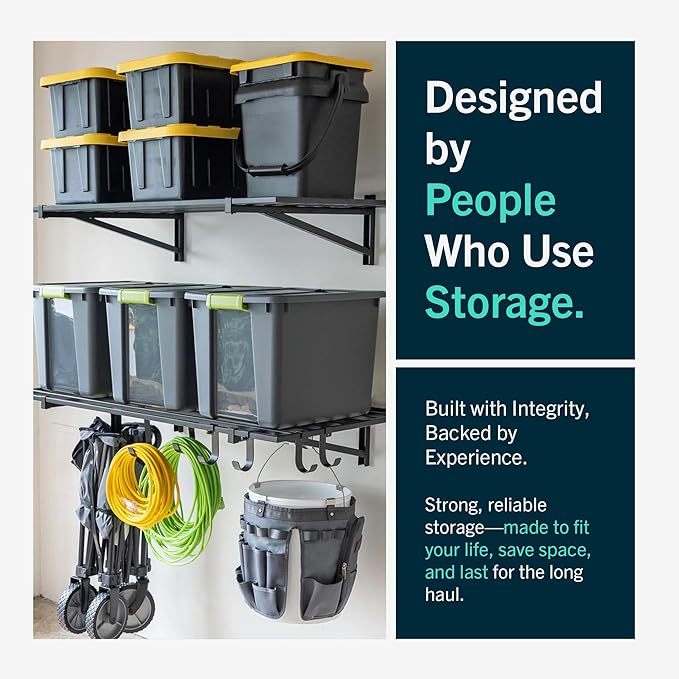 StoreYourBoard Heavy Duty Garage Shelf Wall Mount 1ft x 6ft – Wall-Mounted Shelving for Storage & Organization – Heavy Duty Garage Shelves for Tools, Bins, & Equipment – Holds 200 lbs - Black