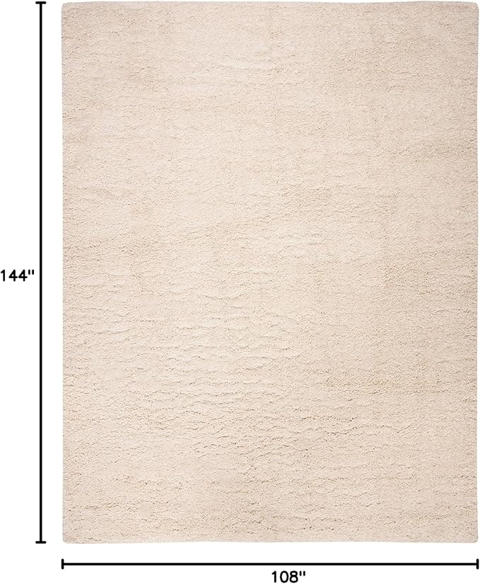 SAFAVIEH Fontana Shag Collection Area Rug - 9' x 12', Creme, Solid Design, Non-Shedding & Easy Care, 2-inch Thick Ideal for High Traffic Areas in Living Room, Bedroom (FNT800B)