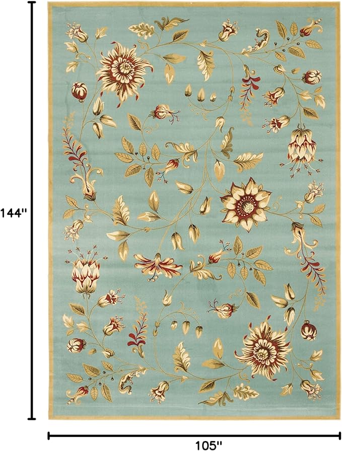 SAFAVIEH Lyndhurst Collection Area Rug - 8'9" x 12', Blue & Multi, Traditional Floral Design, Non-Shedding & Easy Care, Ideal for High Traffic Areas in Living Room, Bedroom (LNH552-6591)