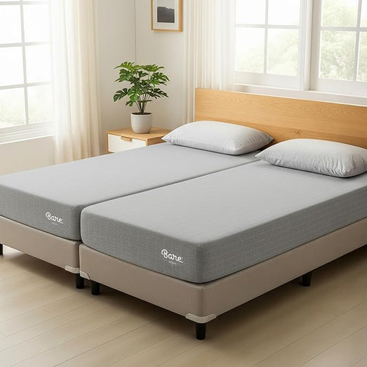 Bare Home Split King Mattress - Medium Firm - Extra Thick Visco Elastic Memory Foam - CertiPUR-US Certified - Support & Pressure Relief - Minimal Motion Transfer - 100 Night Trial