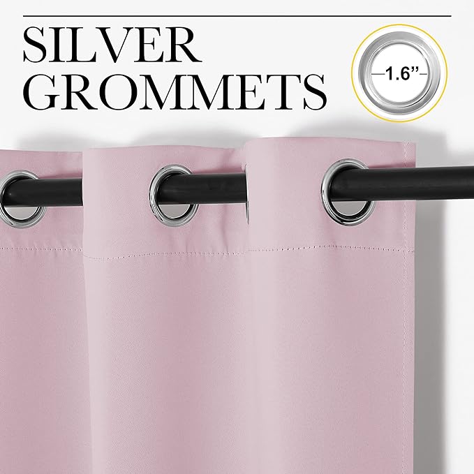 NICETOWN Baby Pink Blackout Curtains 120 inches Length for Living Room, 2 Panels, 55" Wide, Thermal Insulated Long Drapes for Large Window