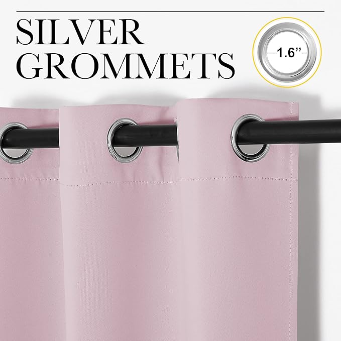NICETOWN Baby Pink Blackout Curtains 68 inches Length for Laundry Room, 2 Panels, 42" Wide, Thermal Insulated Decoration Drapes for Office Window