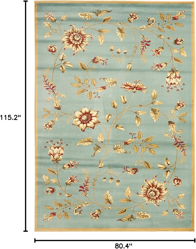 SAFAVIEH Lyndhurst Collection Area Rug - 6'7" x 9'6", Blue & Multi, Traditional Floral Design, Non-Shedding & Easy Care, Ideal for High Traffic Areas in Living Room, Bedroom (LNH552-6591)