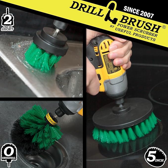 New Quick Change Shaft Bathroom Power Scrub Brush Tile and Grout Kit by Drillbrush
