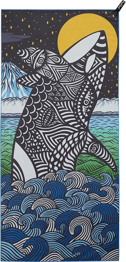 Personal Ultralight Microfiber Camping and Travel Towel, Orca Print, Body