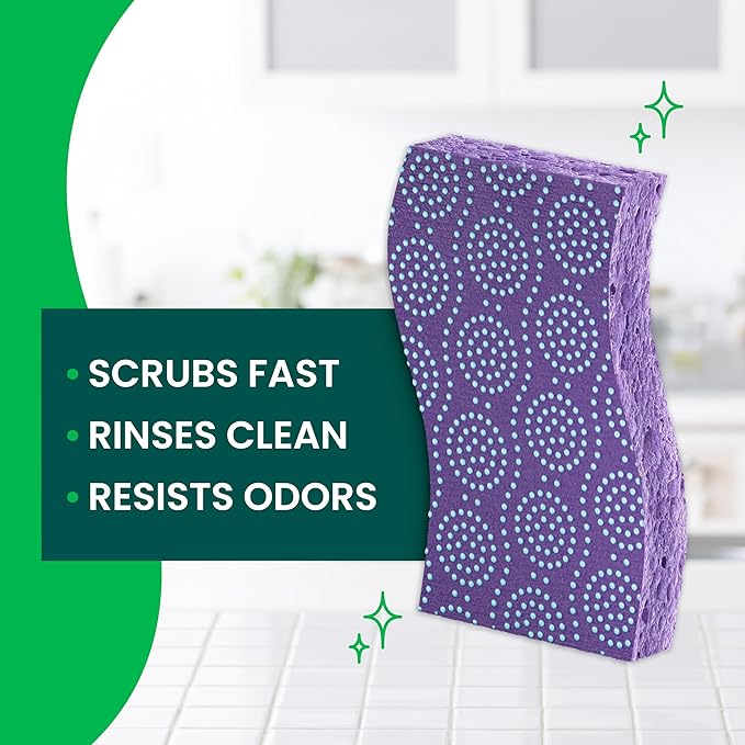 Scotch-Brite Odor Resist Non-Scratch Scrub Sponge, Dishwasher-Safe Kitchen Sponges that Resist Bacterial Odors, Multipurpose Dish Sponge for Gentle Cleaning, 6 Dish Sponges