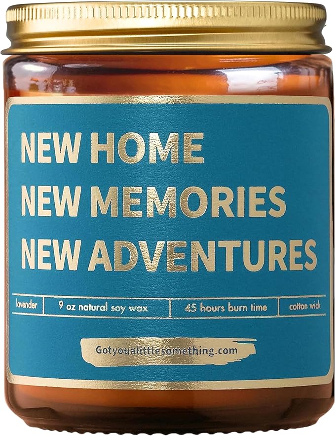 House Warming Gift for New Home | Lavender Vanilla Scented Candle, 100% Soy Wax, Long Burn Time | Cute Housewarming Gift Idea for Women, Men, Friends, Neighbors for New Apartment, First Time Homeowner