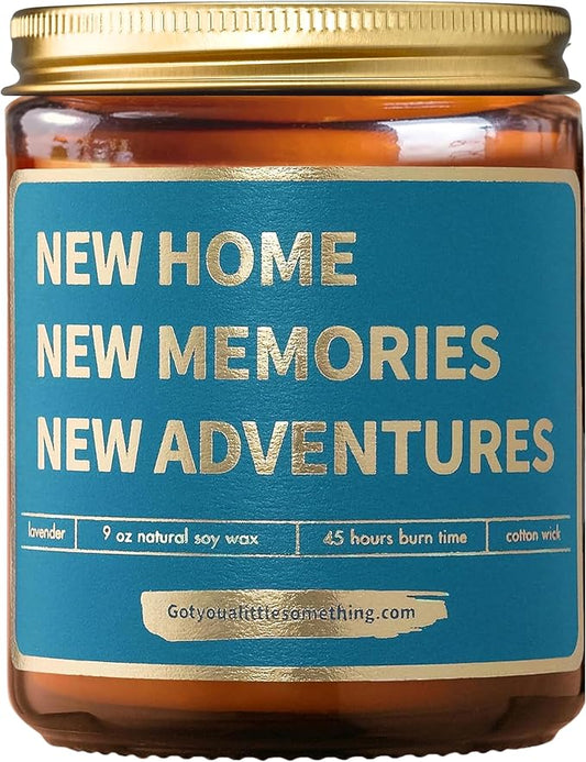 House Warming Gift for New Home | Lavender Vanilla Scented Candle, 100% Soy Wax, Long Burn Time | Cute Housewarming Gift Idea for Women, Men, Friends, Neighbors for New Apartment, First Time Homeowner