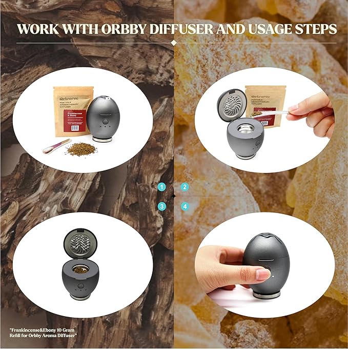 Aroma Diffuser-Compatible Scent Granule Starter Kit: Frankincense, 10g, Refills for Orbby Incense Burner