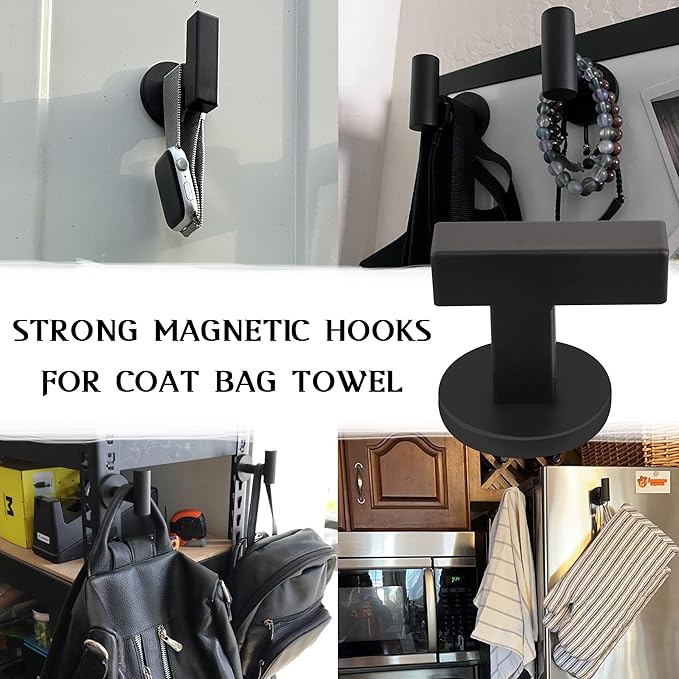 ULIBERMAGNET Magnetic Coat Hooks,2 Pack Heavy Duty Magnet Hook for Metal,Door,Cruise Cabinet,Refrigerator, Locker,Rubber Magnet Hook for Towel,Coat,Bag,Umbrella