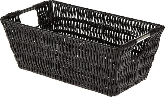 Whitmor 6500-2712-BLK Rattique Small Shelf Black Tote Basket