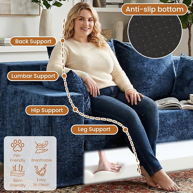 Convertible Sofa Bed, 5 in 1 Small Boneless Couch Pull Out Loveseat Sleeper Sofa,Corduroy Futon Couch Folding Mattress with 4 Pillows for Living Room Bedroom Lounge (No Assembly)
