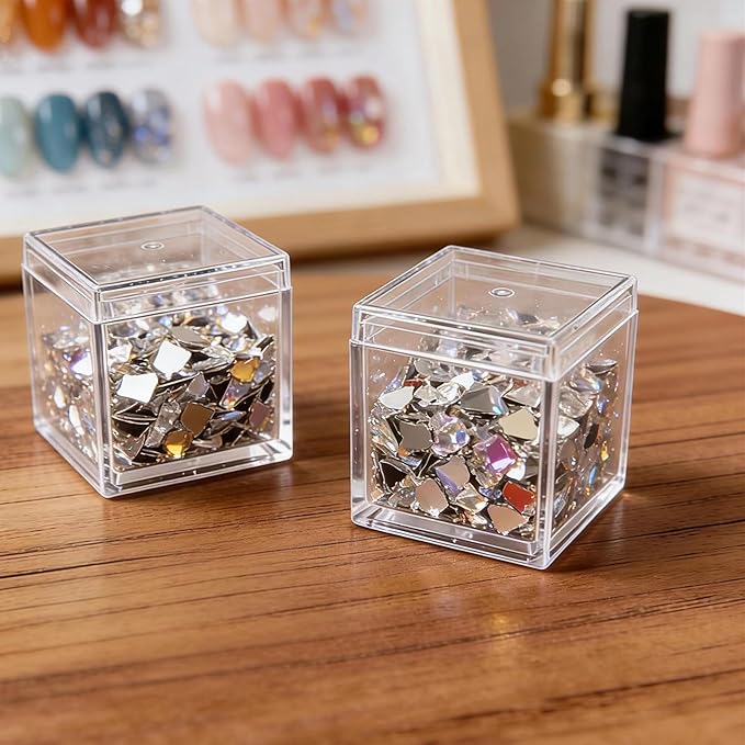 KissYou Small Acrylic Box with Lid Clear Candy Boxes Acrylic Square Cube 4 Pieces Display Case Transparent Jewelry Storage Box Party Decorative Boxes