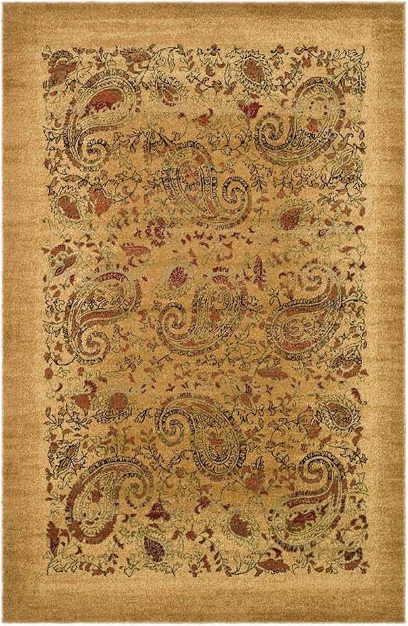 SAFAVIEH Lyndhurst Collection Area Rug - 6' x 9', Beige & Multi, Traditional Paisley Design, Non-Shedding & Easy Care, Ideal for High Traffic Areas in Living Room, Bedroom (LNH224A)