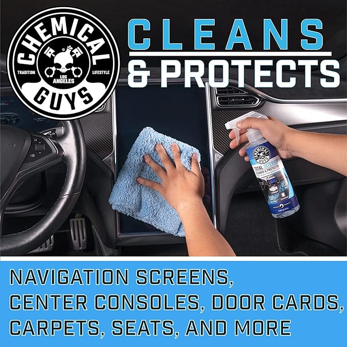 Chemical Guys Foaming Citrus Fabric Clean Carpet & Upholstery Cleaner, Ready To Use, Sprayable 16 fl oz, Citrus Scent + Total Interior Cleaner and Protectant, 16 fl oz