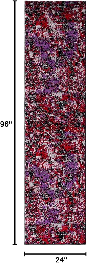 SAFAVIEH Skyler Collection 2' x 8' Black/Purple SKY186V Modern Abstract Non-Shedding Entryway Foyer Living Room Bedroom Kitchen Runner Rug