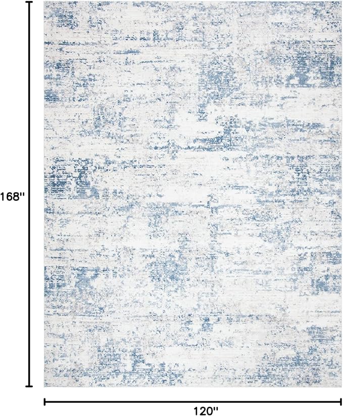 SAFAVIEH Amelia Collection Area Rug - 10' x 14', Ivory & Blue, Modern Abstract Design, Non-Shedding & Easy Care, Ideal for High Traffic Areas in Living Room, Bedroom (ALA700A)