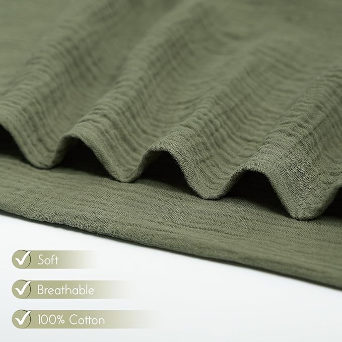 Meracorallo Muslin Swaddle Blanket, 100% Cotton Receiving Blanket Soft and Breathable Swaddle Wrap for Baby Boys and Girls, Olive Green