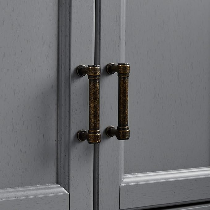 Crosley Furniture Tara Pantry Storage Cabinet with Shelves, Kitchen, Dining, or Laundry Room, Distressed Gray