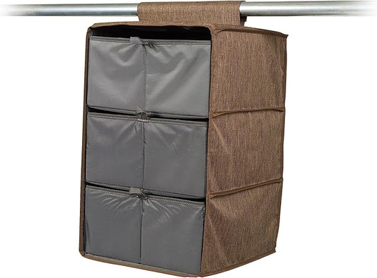 Covermates Keepsakes Hanging Closet Organizer Set - Heavy Duty Material, Sturdy Interior Shelves, Includes Trays with Dividers - Closet Storage, Brown Heather