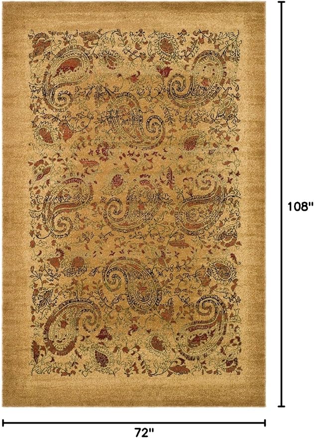 SAFAVIEH Lyndhurst Collection Area Rug - 6' x 9', Beige & Multi, Traditional Paisley Design, Non-Shedding & Easy Care, Ideal for High Traffic Areas in Living Room, Bedroom (LNH224A)