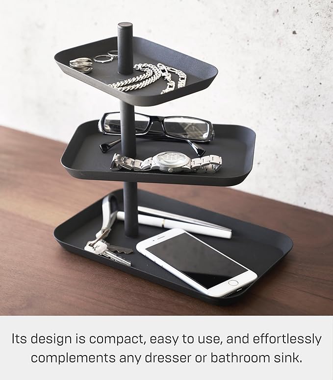 YAMAZAKI Home Tower 3-Tier Accessory Tray - Jewelry Holder & Storage Organizer - Steel