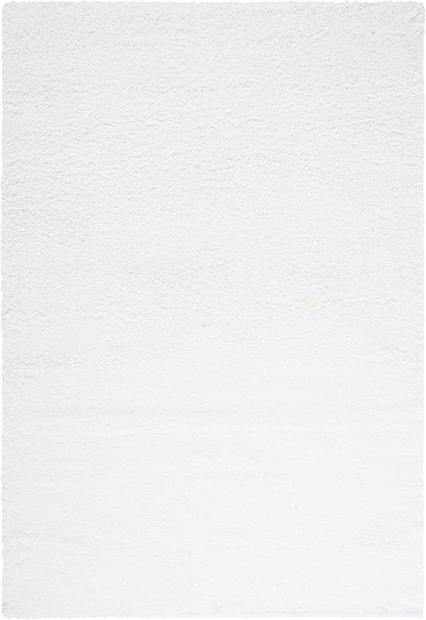 SAFAVIEH Santa Monica Shag Collection 5'3" x 7'6" White SGN725 Solid Non-Shedding Living Room Bedroom Dining Room Entryway Plush 2-inch Thick Area Rug