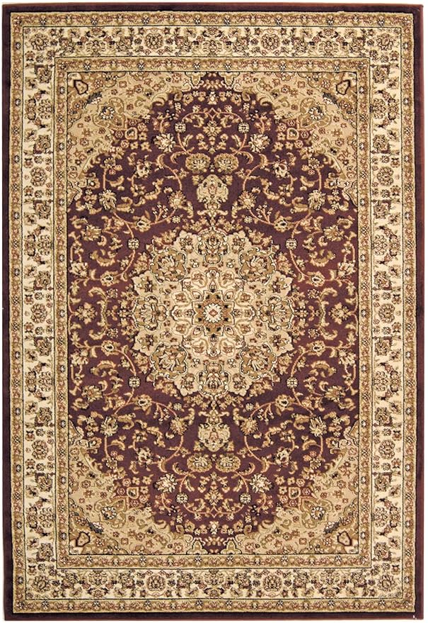 SAFAVIEH Lyndhurst Collection Accent Rug - 4' x 6', Red & Ivory, Oriental Medallion Design, Non-Shedding & Easy Care, Ideal for High Traffic Areas in Entryway, Living Room, Bedroom (LNH222B)