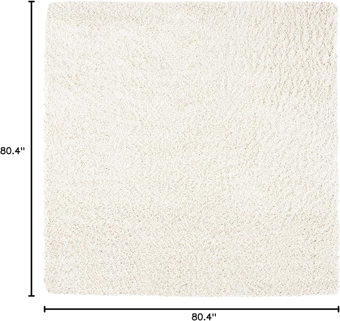 SAFAVIEH August Shag Collection Area Rug - 6'7" Square, Ivory, Solid Design, Non-Shedding & Easy Care, 1.5-inch Thick Ideal for High Traffic Areas in Living Room, Bedroom (AUG200C)