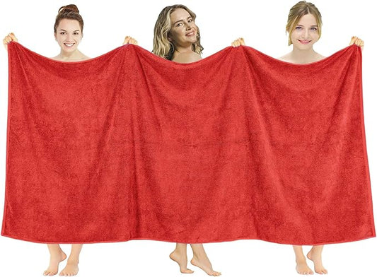 American Soft Linen 100% Cotton 600 GSM Turkish 40x80 Oversized Bath Towel Sheet, Extra Large Adult Towels for Bathroom, Red Bath Sheet