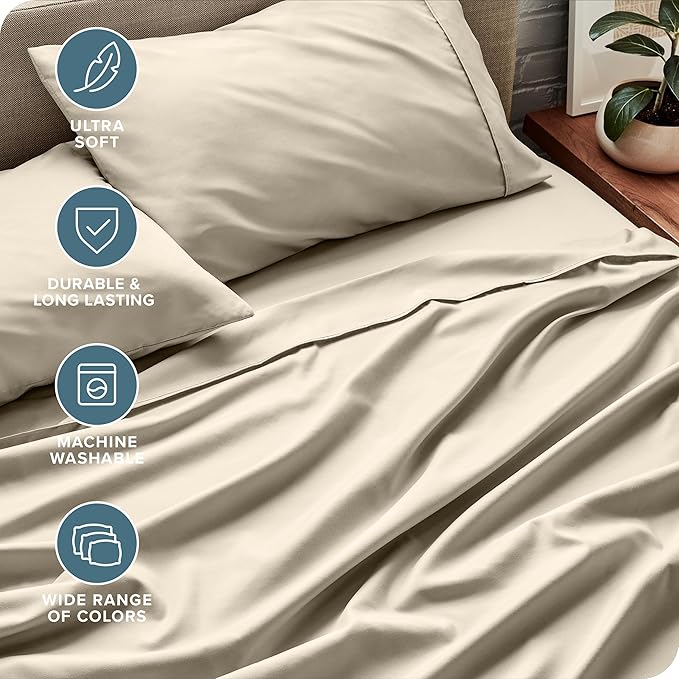 Split Head Flex King Sheet Set 4-Piece - Ultra-Soft Microfiber Deep Pocket