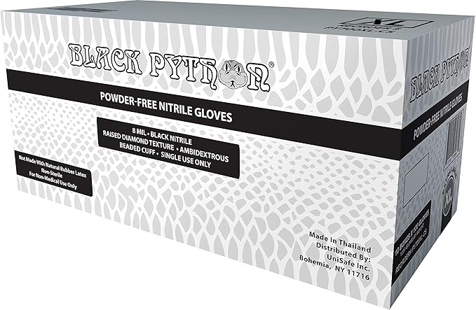 HD 8 MIL Nitrile Disposable Gloves, Latex & Powder Free, Industrial, Raised Diamond Texture, Case/1000