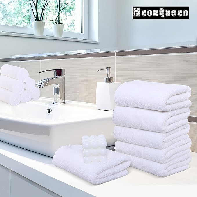 18 Pack Premium Hand Towels - Quick Drying - Microfiber Coral Velvet Highly Absorbent Towels - Multipurpose Use as Hotel, Bathroom, Shower, Spa, Hand Towel 16 x 28 inches (White)