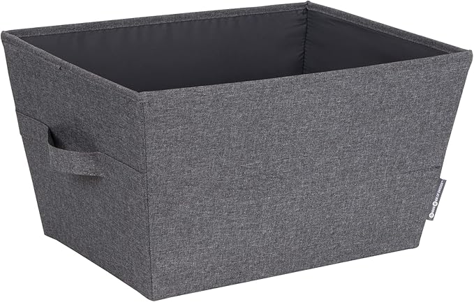 Bigso Tapered Storage Bin - Collapsible Fabric Storage Cubes for Organizing Shelves, Closets, and Rooms, with 2 Handles - 13.4in x 17.7in x 9.8in - Large, Grey