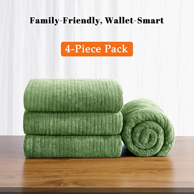 Bath Towels Set of 4 Extra Large 35 x 70 Inches,Luxury Thick High Absorbent and Quick Dry Bath Sheet,Ultra Soft Microfiber,Bathroom,Beach,Yoga,Sport,SPA,Fitness (Sage Green)