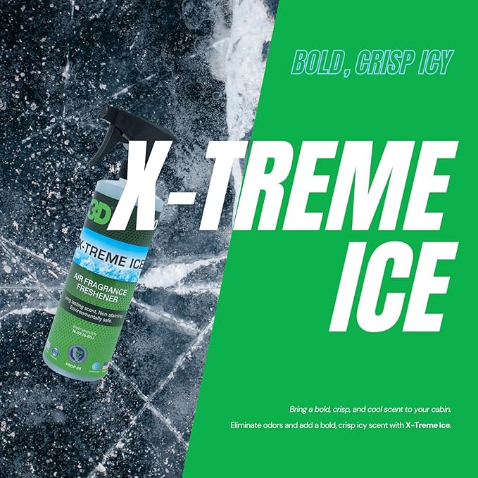 3D Air Freshener 3-Pack – New Car Scent, Chillin Cherry & X-Treme Ice – 16oz Spray Bottles – Non-Toxic, Water-Based Formula – Safe for Pets, People & All Surfaces