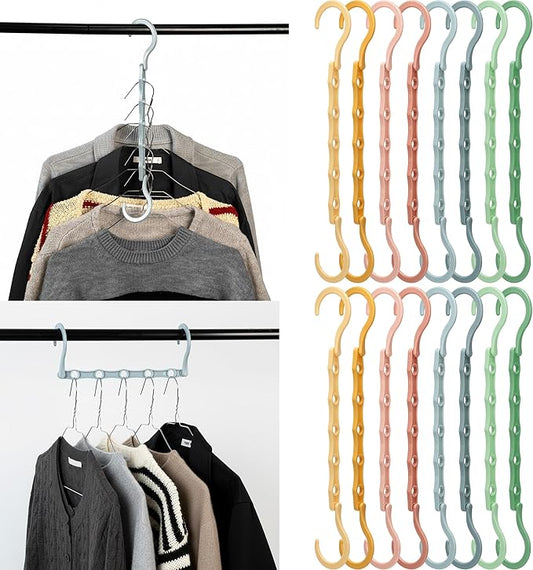 Mr. Pen- Space Saving Hangers for Clothes, 16 pcs, Pastel Colors, Plastic Multi Clothes Hangers Space Saving, 5 Slots, 360° Rotating Hooks