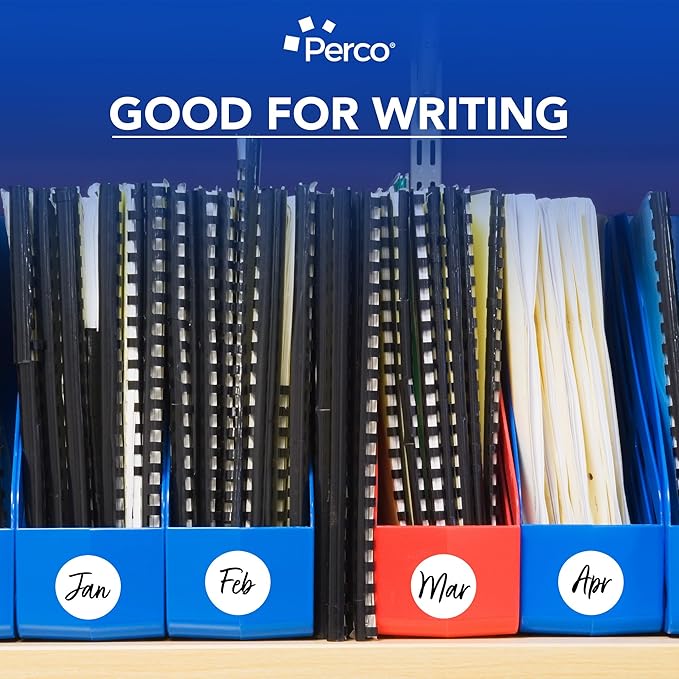 Perco White 2-Inch Round Circle Dot Sticker Labels with Easy Peel Perforation - 500 Labels per Roll - Strong Adhesion, Vibrant Colors for Organizing, Crafting & More - Made in USA