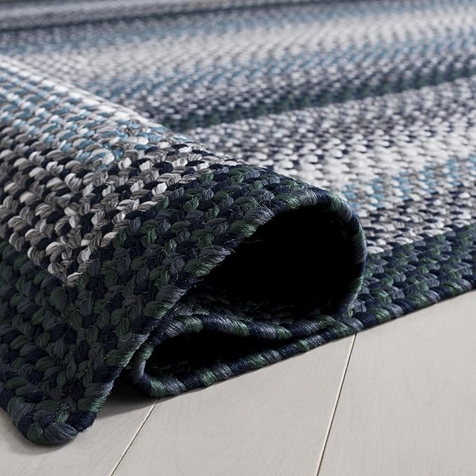 SAFAVIEH Washable Rug Outdoor Braided Collection - 5' x 8', Teal & Multi, Handmade & Reversible, Non-Shedding & Easy to Clean, Ideal for Patio, Backyard, Mudroom (BRD308J)