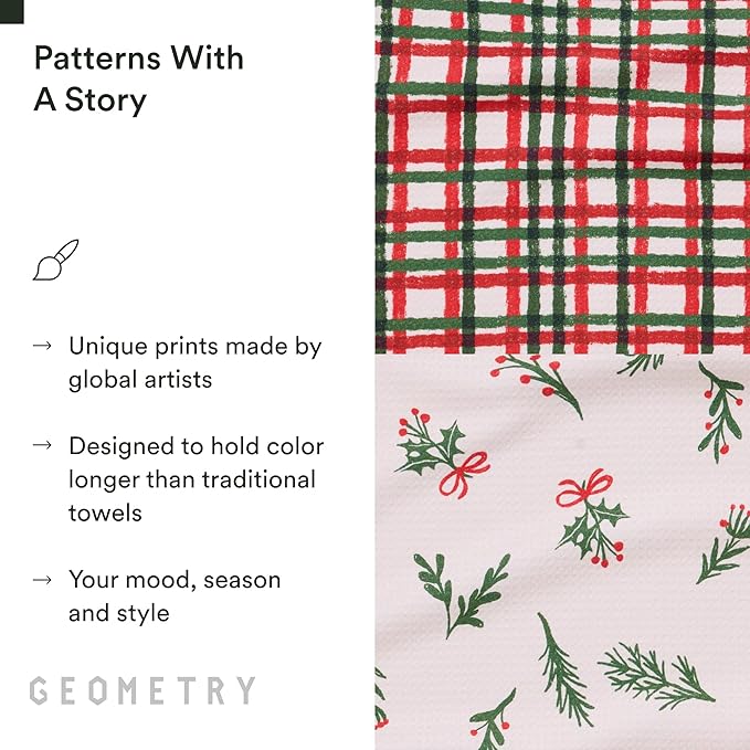 Christmas Kitchen Towels - Quick Dry Microfiber Cloth Dish Towels for Kitchen Drying - Premium Quick Dry Towel 2-Pack Set - Deck The Holls