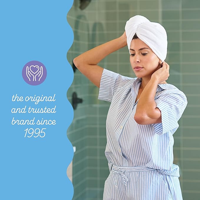 Turbie Twist 2-Pack Microfiber Hair Towel for Beauty, Travel, Gifting - Hair Wrap Turban for Straight, Wavy & Curly Hair - Premium Personal Care - White & White