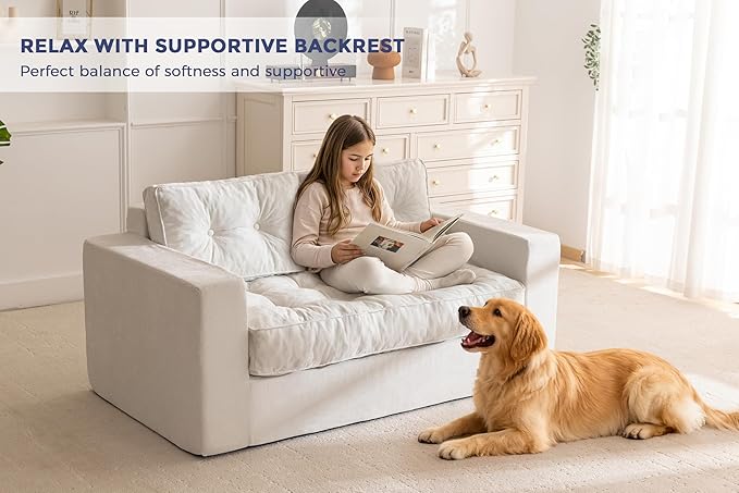 MAXYOYO Boneless Sofa Couch, 59" Loveseat Sofa for Small Space, Tufted Floor Couch Bean Bag Chair for Living Room Bedroom Apartment, Sofa in a Box, No Assembly Needed, Grey