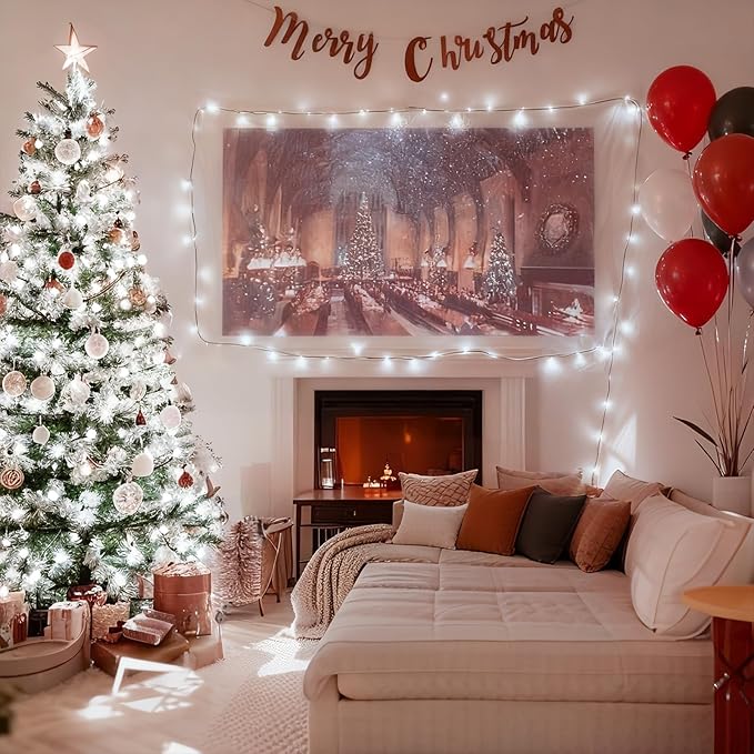 LAMPHOME 60 LED Cool White LED Christmas String Lights，Mini Xmas Lights Outdoor or Indoor，Connectable Christmas Tree Lights for Wreath Garland Holiday Party Wedding Christmas Decor, Green Wire