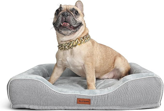 Orthopedic Dog Beds for Medium Small Dogs with Removable Washable Cover Rectangle Pet Sofa with Cooling Gel Memory Foam Anti-Slip Bottom Waterproof for Old Pets or Cat,28" L x 23" W x 6.5" Th